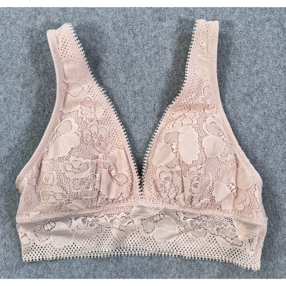 Aerie Lace Padded Plunge Bralette Size Small Beige New Wireless - Picture 1 of 6